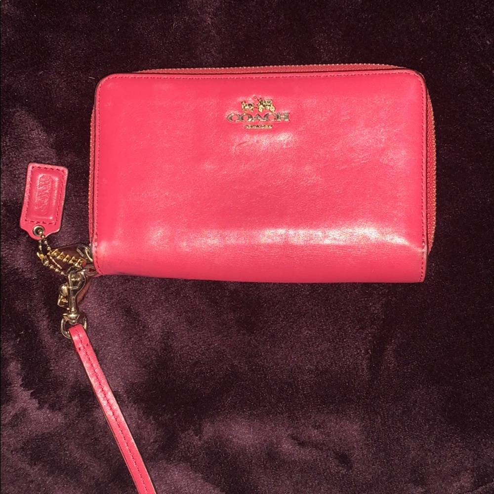 Pink coach wristlet